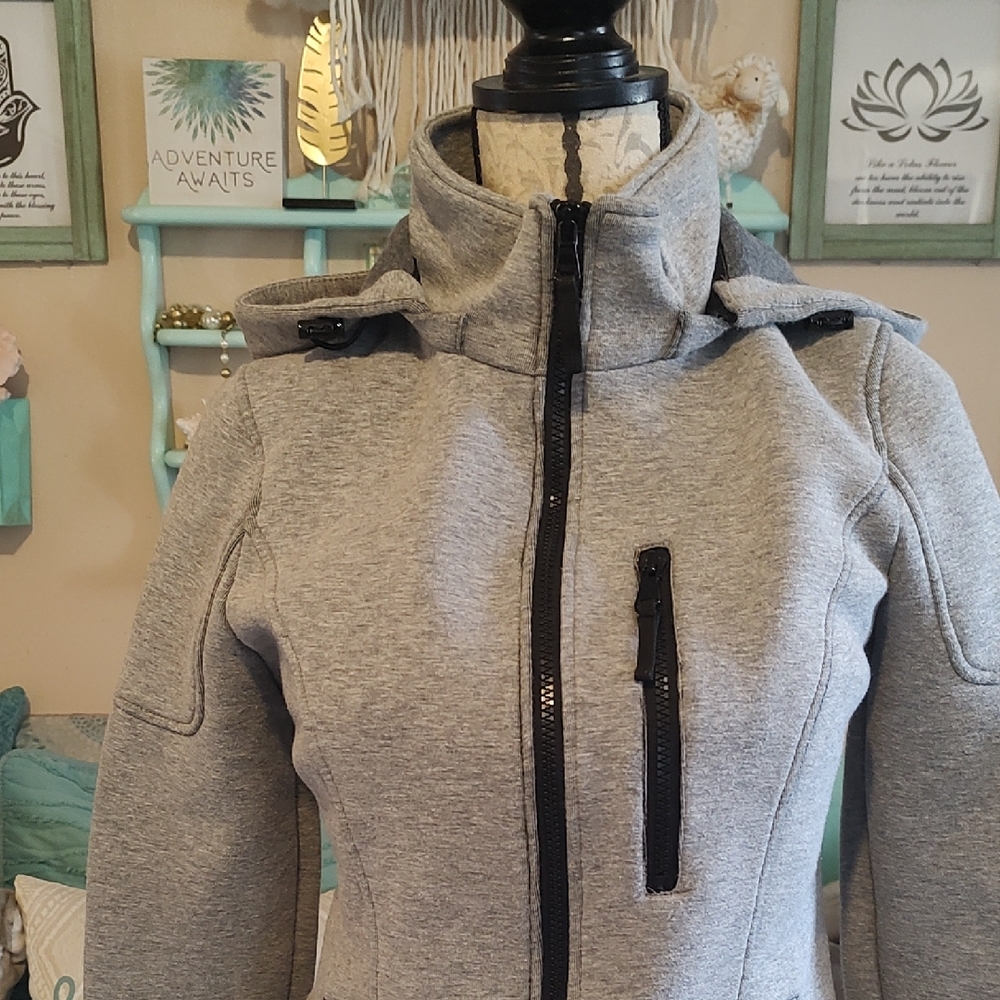 Gray Utility Jacket with Tailored Fit and Hood